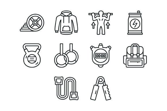 10 Gym Outline Icons Bundle: Essential Visuals for Fitness Projects