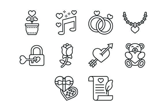 50 Valentine's Day Outline Icons: Your Ultimate Design Toolkit