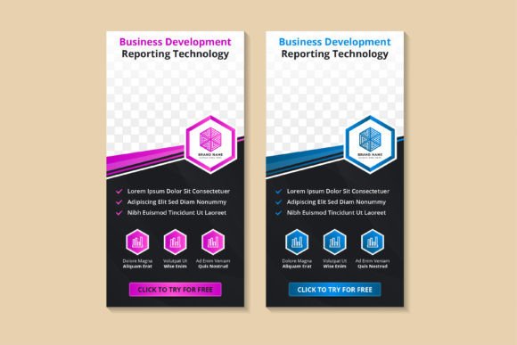 Business Development Vertical Banner: Modern Graphic Templates