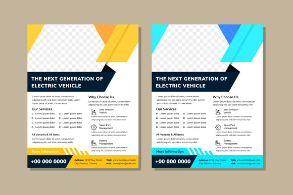 Designing with Bold Geometry: The Electric Vertical Flyer Blue Template
