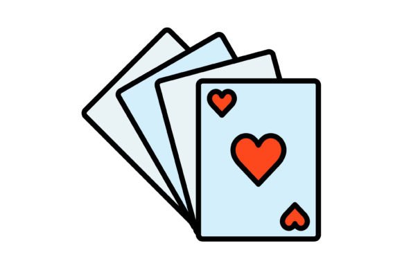 Playing Cards Filled Line Icon: Versatile Design Assets