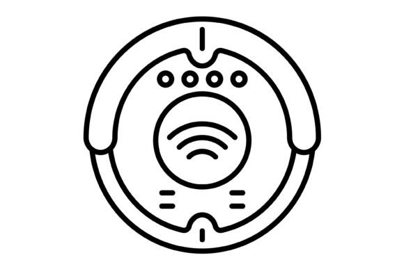 Robot Vacuum Outline Icon: Clean, Modern Vector Graphics