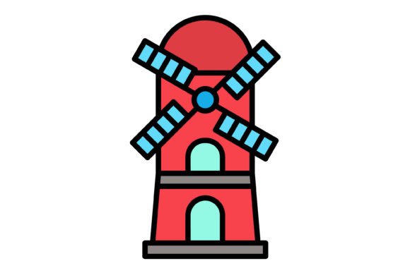 Windmill Filled Line Icon: Your Versatile Design Asset